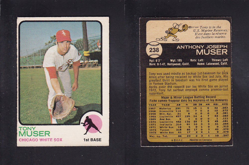 1973 O-PEE-CHEE BASEBALL CARD #238 T. MUSER photo