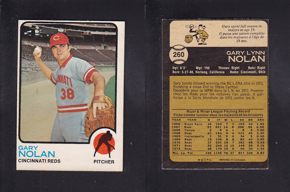 1973 O-PEE-CHEE BASEBALL CARD #260 G. NOLAN photo