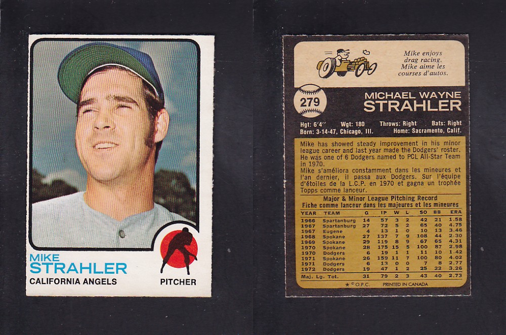 1973 O-PEE-CHEE BASEBALL CARD #279 M. STRAHLER photo