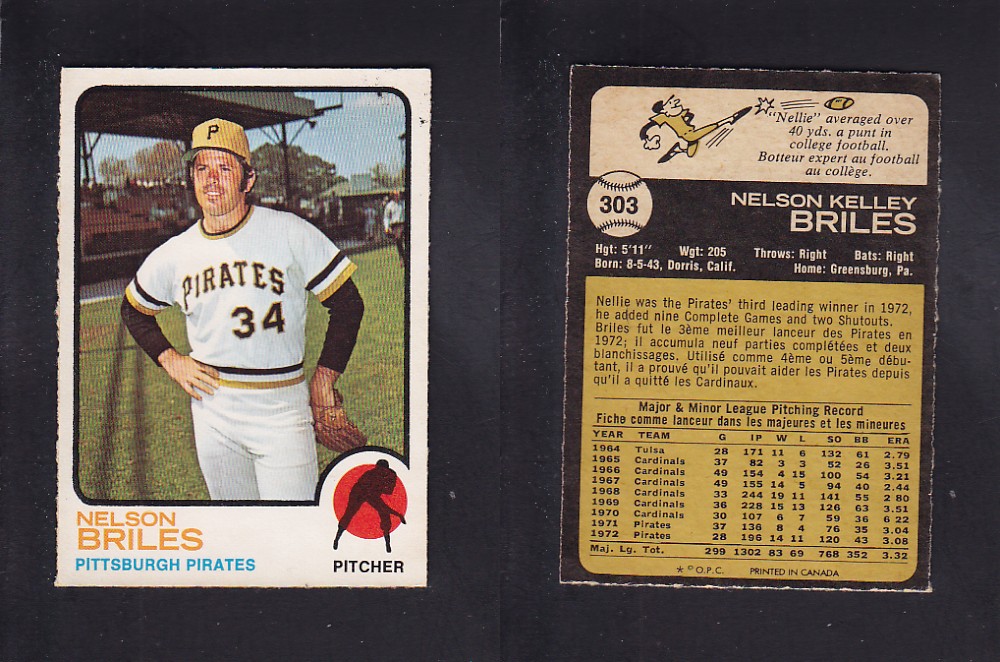 1973 O-PEE-CHEE BASEBALL CARD #303 N. BRILES photo