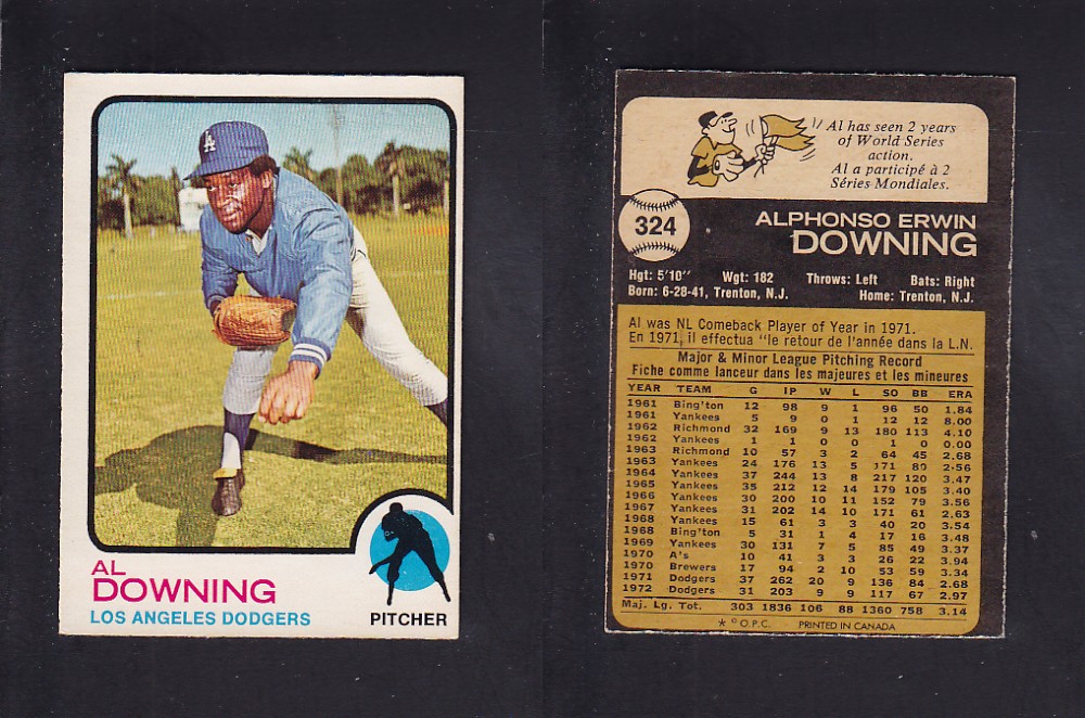 1973 O-PEE-CHEE BASEBALL CARD #324 A. DOWNING photo