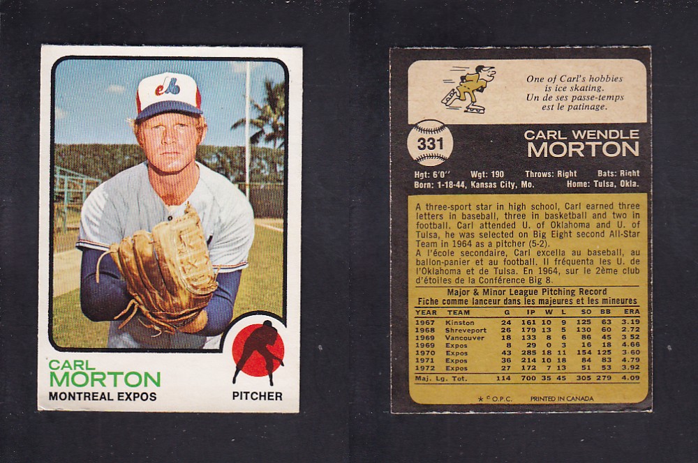 1973 O-PEE-CHEE BASEBALL CARD #331 C. MORTON photo