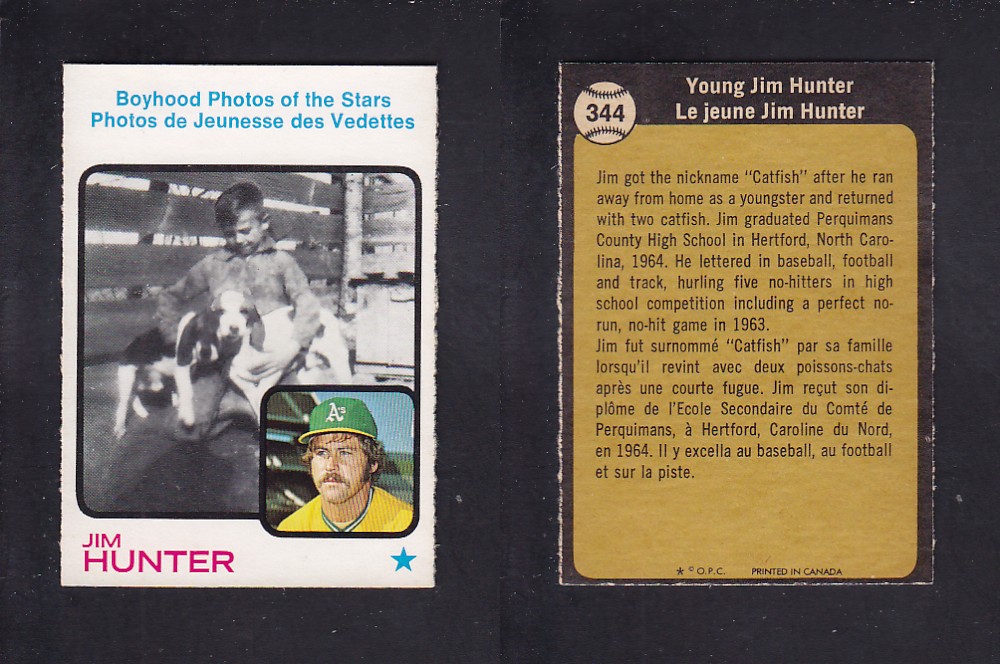 1973 O-PEE-CHEE BASEBALL CARD #344 YOUNG J. HUNTER photo