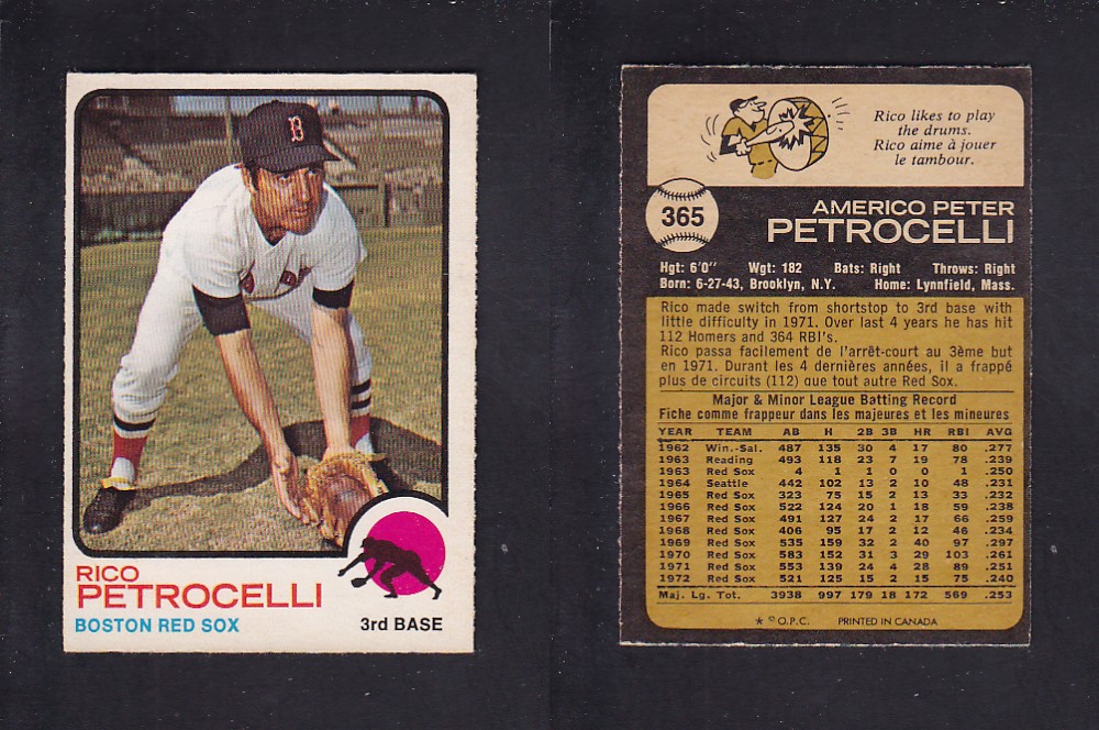 1973 O-PEE-CHEE BASEBALL CARD #365 R. PETROCELLI photo