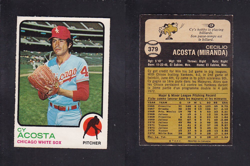 1973 O-PEE-CHEE BASEBALL CARD #379 C. ACOSTA photo