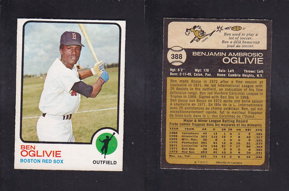 1973 O-PEE-CHEE BASEBALL CARD #388 B. OGLIVIE photo