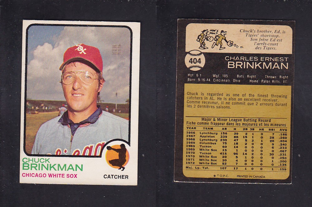 1973 O-PEE-CHEE BASEBALL CARD #404 C. BRINKMAN photo