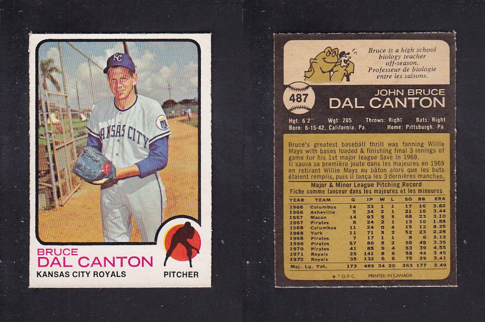 1973 O-PEE-CHEE BASEBALL CARD #487 B. DAL CANTON photo