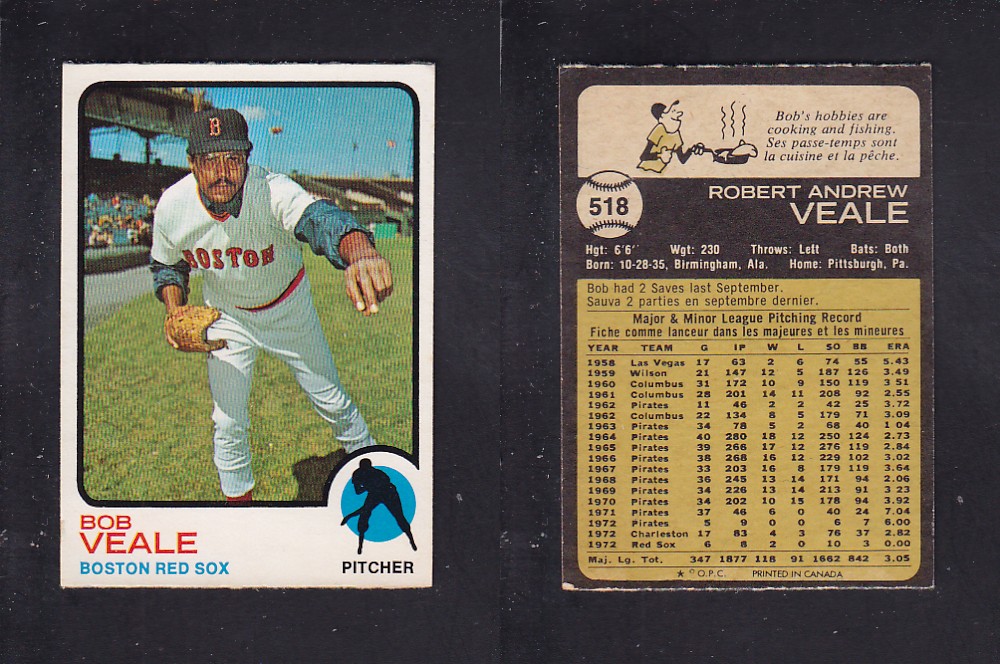 1973 O-PEE-CHEE BASEBALL CARD #518 B. VEALE photo