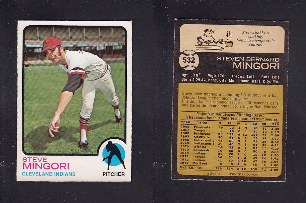 1973 O-PEE-CHEE BASEBALL CARD #532 S. MINGORI photo