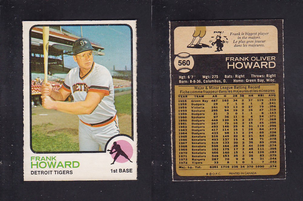 1973 O-PEE-CHEE BASEBALL CARD #560 F. HOWARD photo