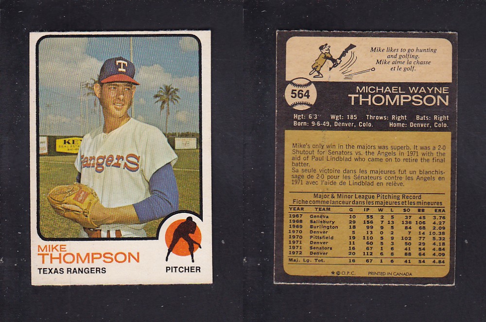 1973 O-PEE-CHEE BASEBALL CARD #564 M. THOMPSON photo