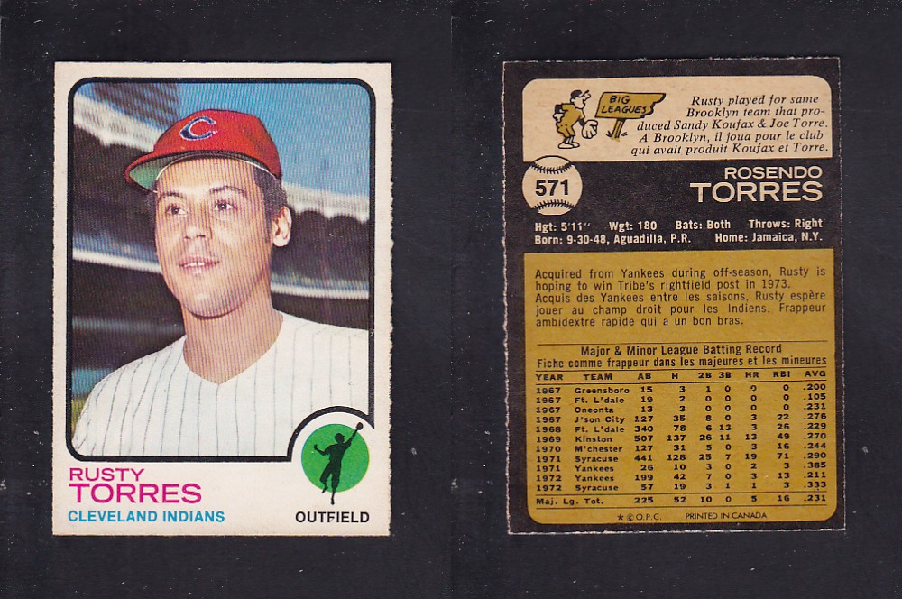 1973 O-PEE-CHEE BASEBALL CARD #571 R. TORRES photo