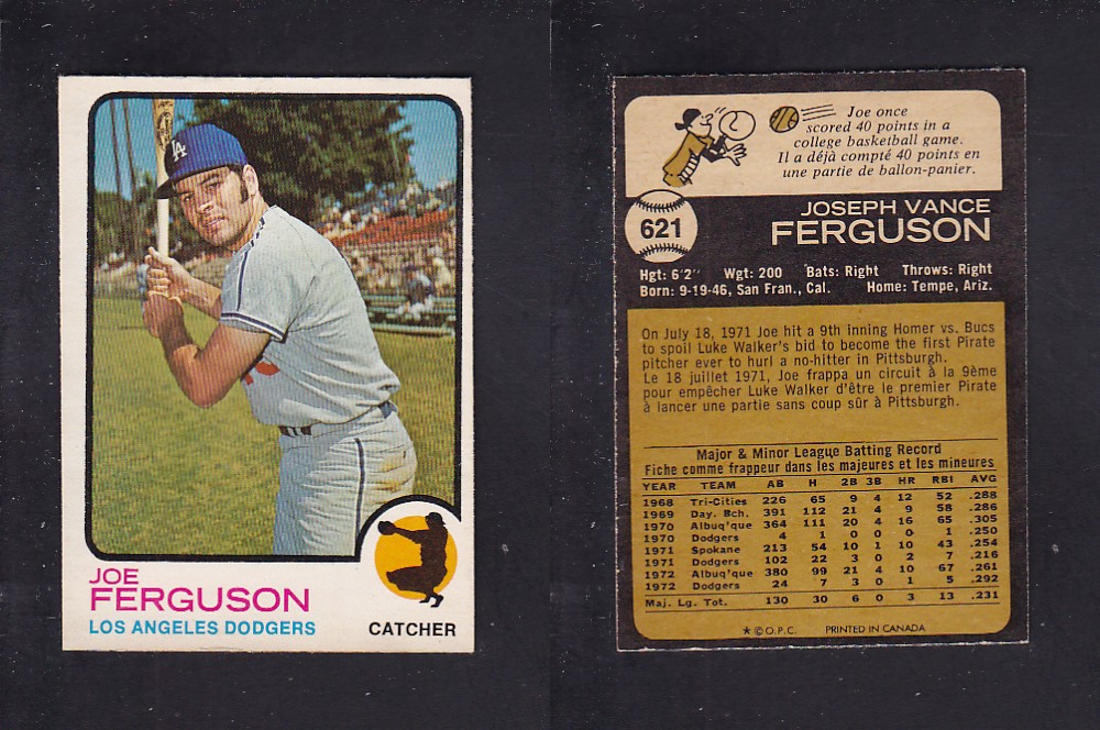 1973 O-PEE-CHEE BASEBALL CARD #621 J. FERGUSON photo