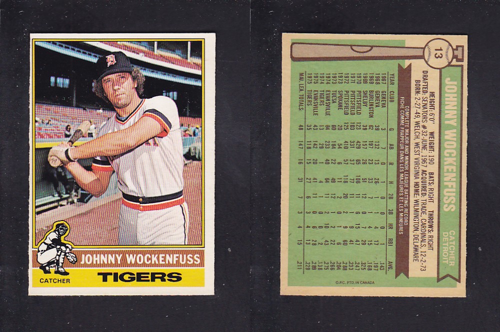 1976 O-PEE-CHEE BASEBALL CARD #13 J. WOCKENFUSS photo