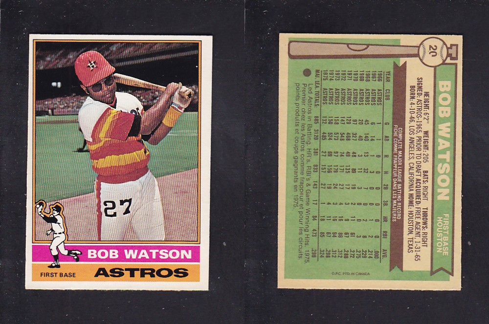 1976 O-PEE-CHEE BASEBALL CARD #20 B. WATSON photo