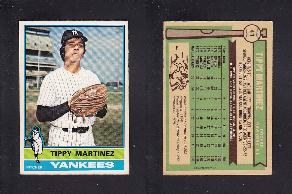 1976 O-PEE-CHEE BASEBALL CARD #41 T. MARTINEZ photo