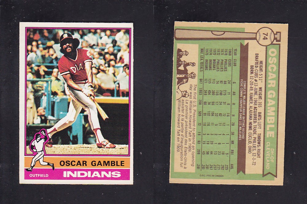 1976 O-PEE-CHEE BASEBALL CARD #74 O. GAMBLE photo