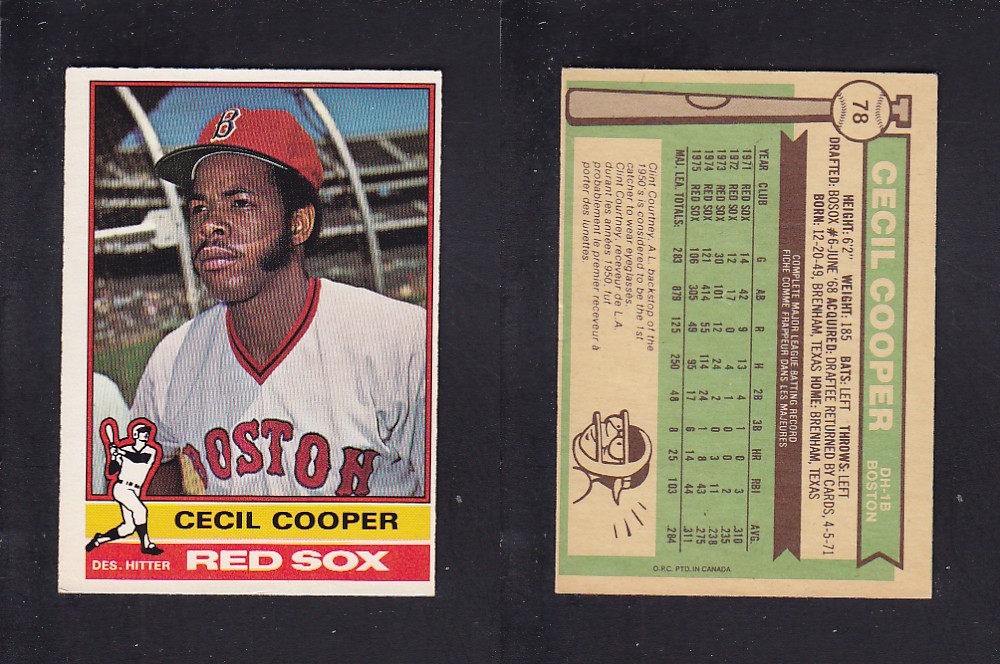 1976 O-PEE-CHEE BASEBALL CARD #78 C. COOPER photo
