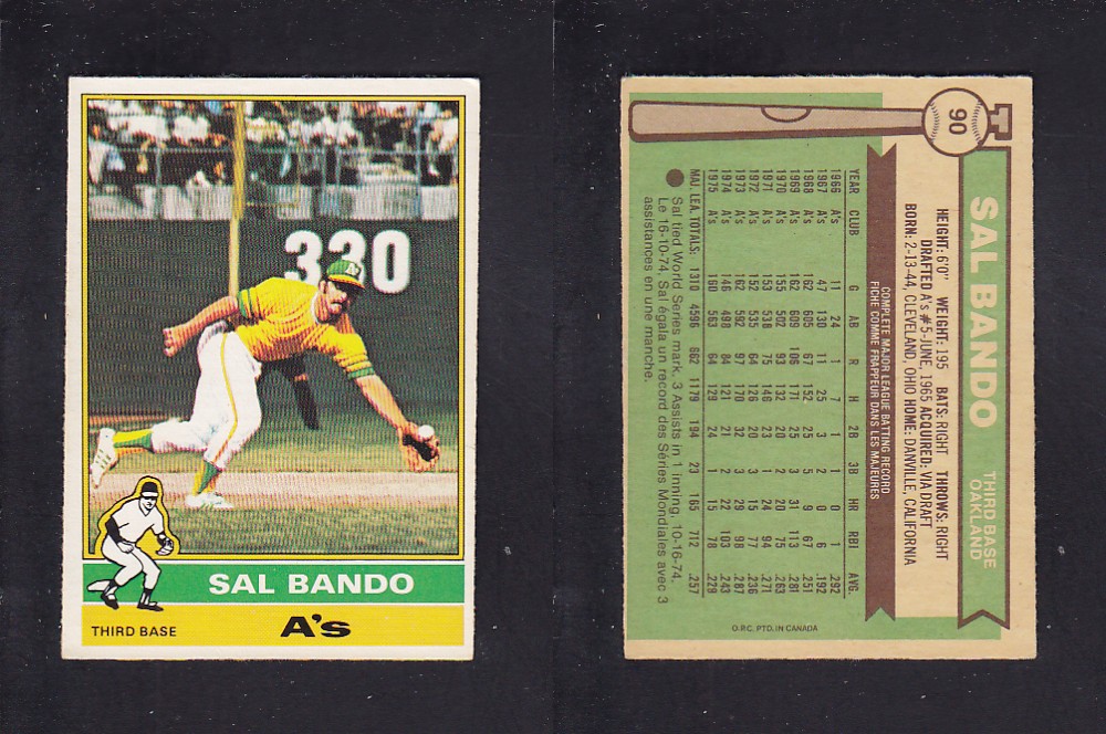 1976 O-PEE-CHEE BASEBALL CARD #90 S. BANDO photo
