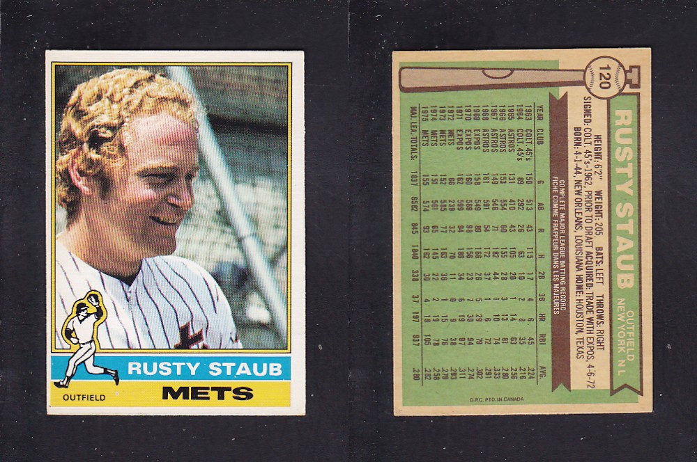 1976 O-PEE-CHEE BASEBALL CARD #120 R. STAUB photo