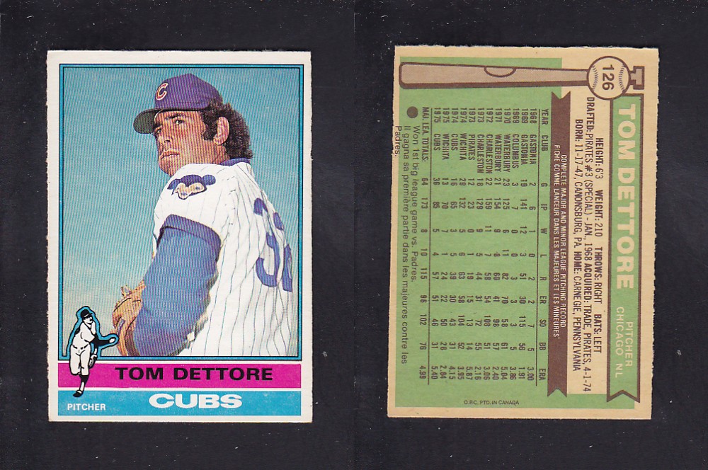 1976 O-PEE-CHEE BASEBALL CARD #126 T. DETTORE photo