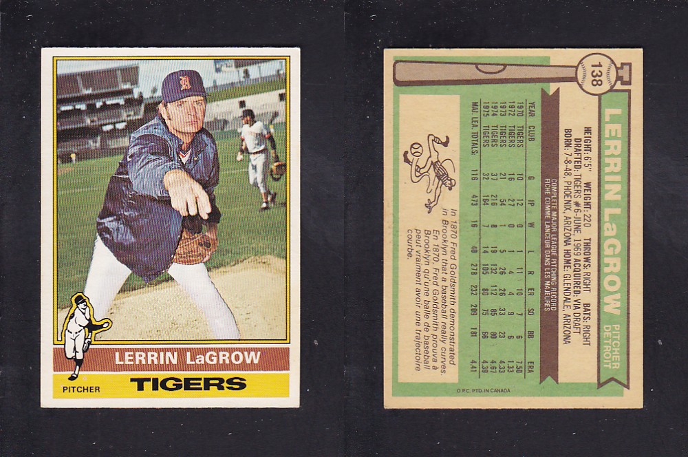 1976 O-PEE-CHEE BASEBALL CARD #138 L. LaGROW photo