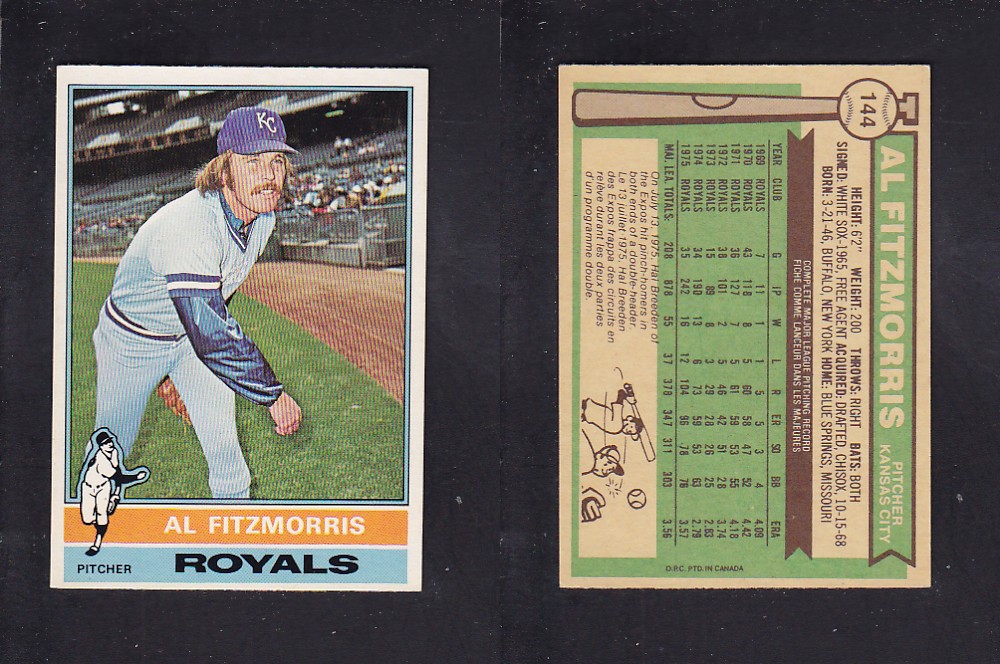 1976 O-PEE-CHEE BASEBALL CARD #144 A. FITZMORRIS photo