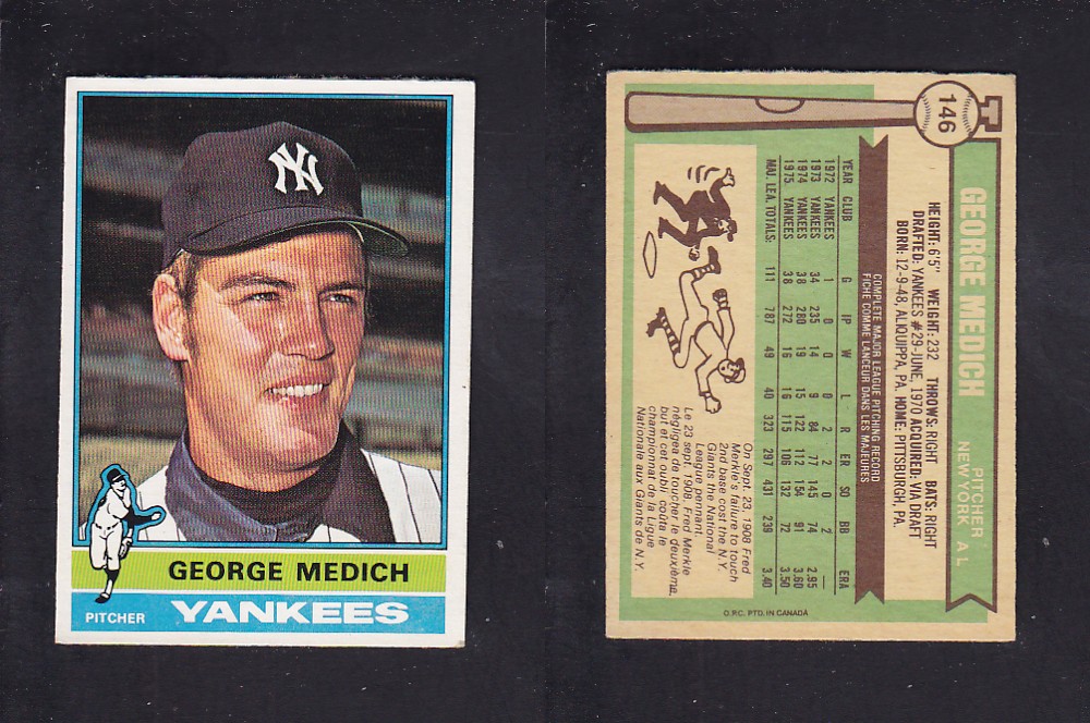 1976 O-PEE-CHEE BASEBALL CARD #146 G. MEDICH photo