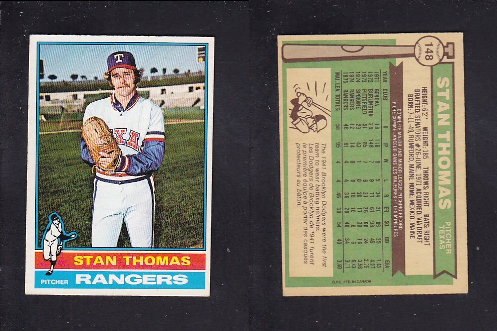 1976 O-PEE-CHEE BASEBALL CARD #148 S. THOMAS photo