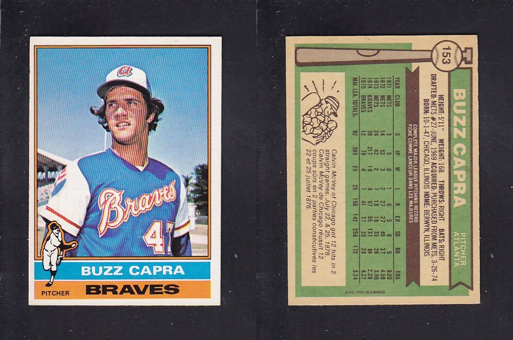 1976 O-PEE-CHEE BASEBALL CARD #153 B. CAPRA photo