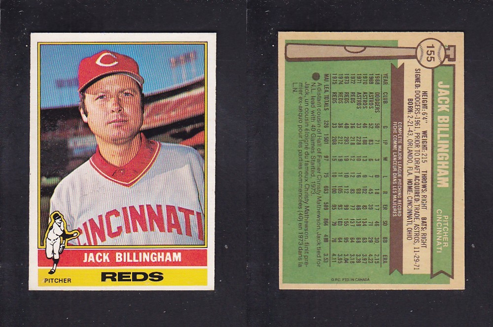 1976 O-PEE-CHEE BASEBALL CARD #155 J. BILLINGHAM photo