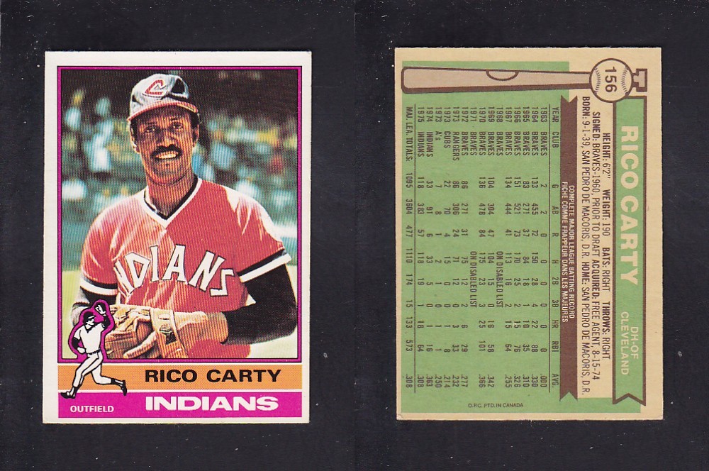 1976 O-PEE-CHEE BASEBALL CARD #156 R. CARTY photo