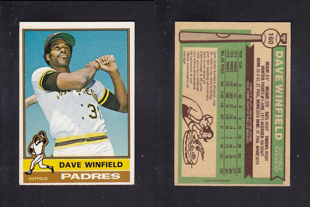 1976 O-PEE-CHEE BASEBALL CARD #160 D. WINFIELD photo