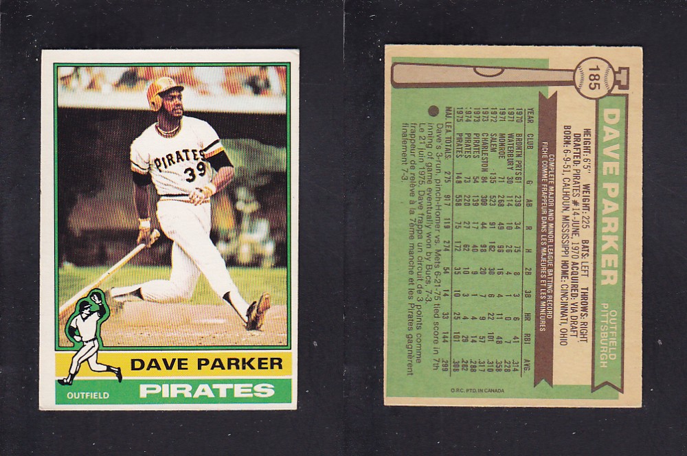 1976 O-PEE-CHEE BASEBALL CARD #185 D. PARKER photo