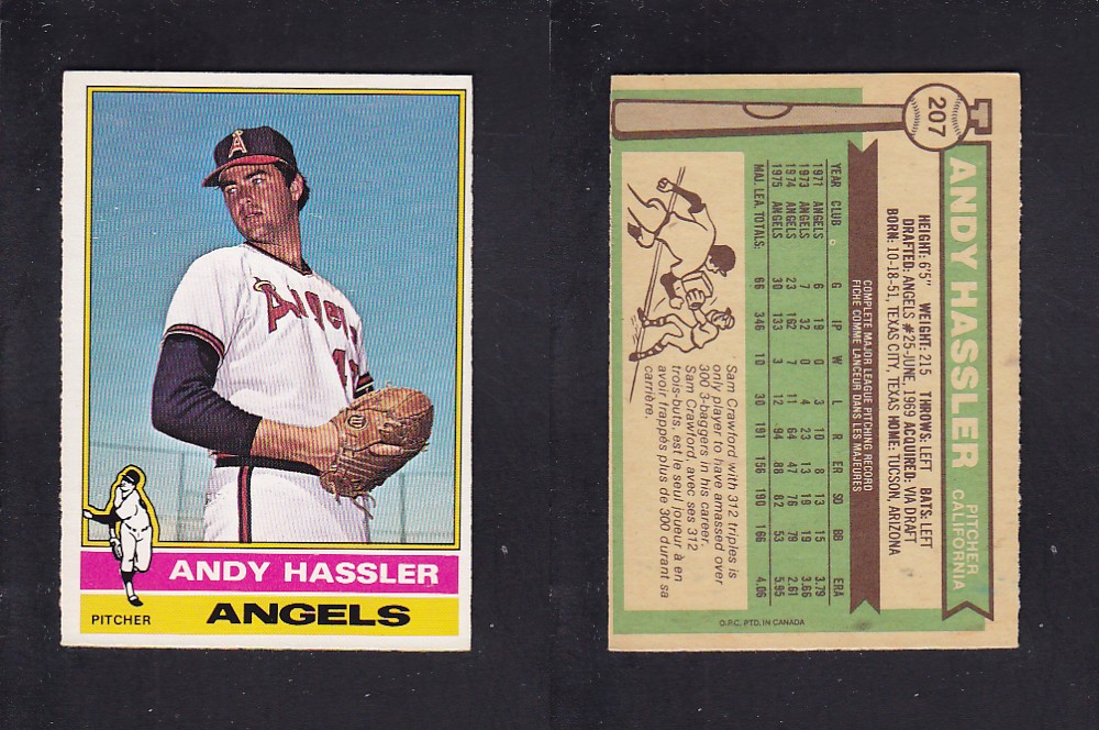 1976 O-PEE-CHEE BASEBALL CARD #207 A. HASSLER photo