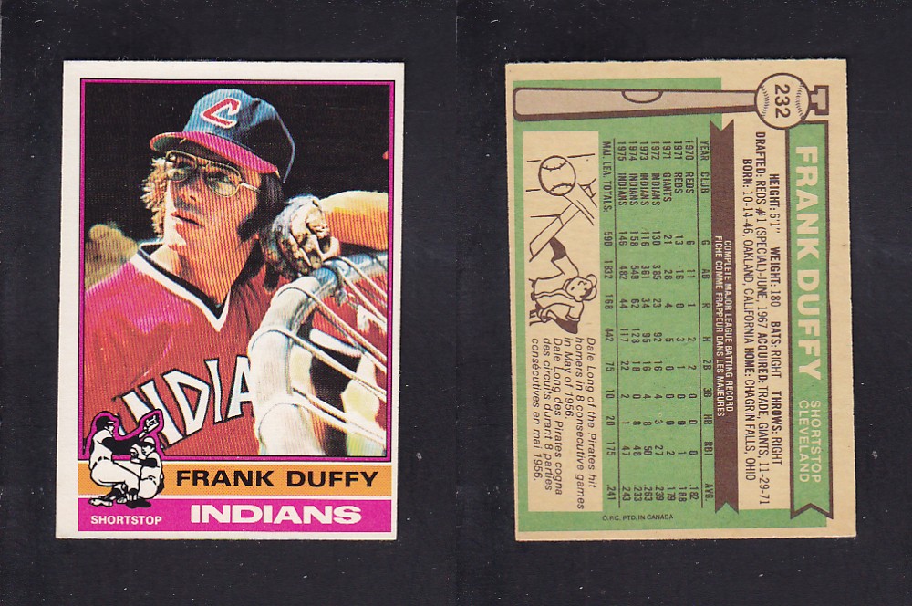 1976 O-PEE-CHEE BASEBALL CARD #232 F. DUFFY photo