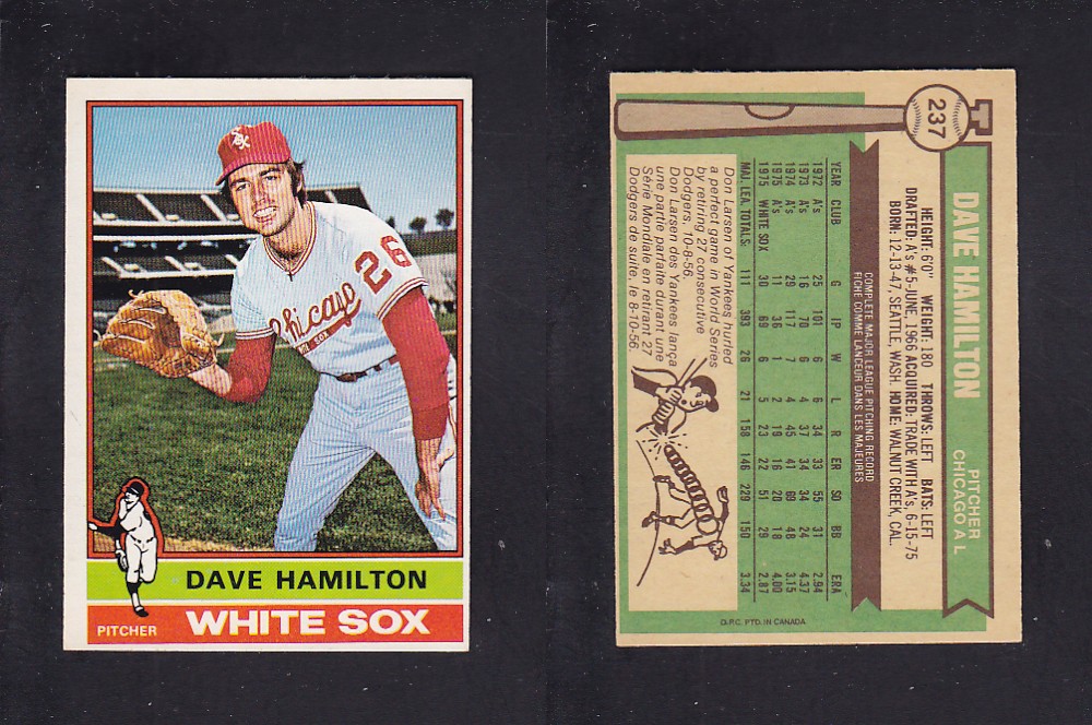 1976 O-PEE-CHEE BASEBALL CARD #237 D. HAMILTON photo