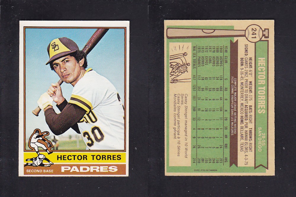 1976 O-PEE-CHEE BASEBALL CARD #241 H. TORRES photo