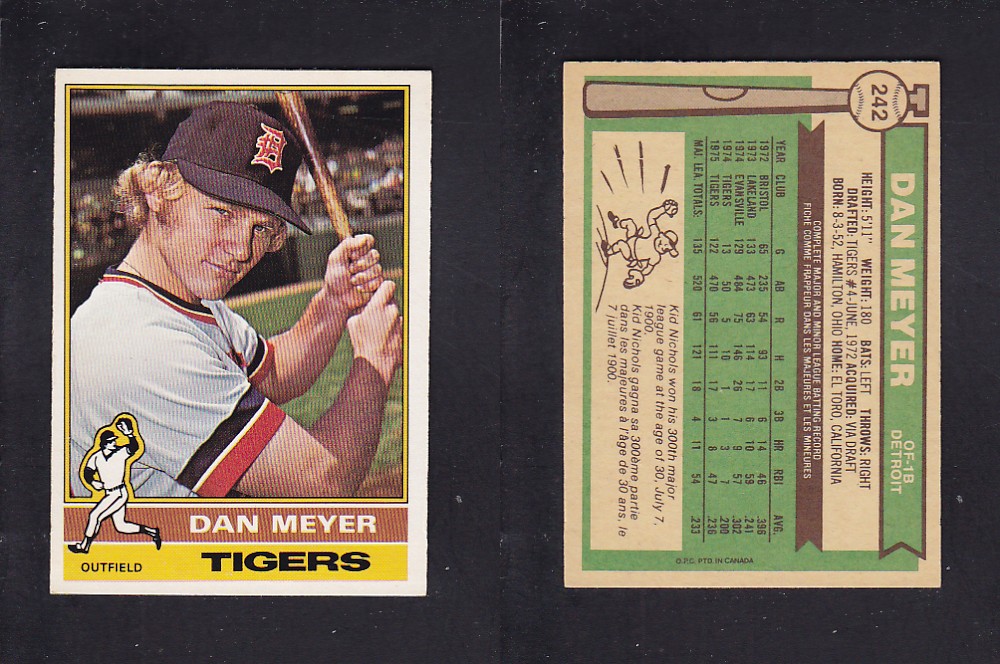 1976 O-PEE-CHEE BASEBALL CARD #242 D. MEYER photo