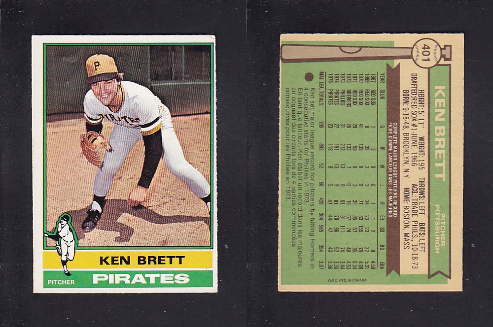 1976 O-PEE-CHEE BASEBALL CARD #401 K. BRETT photo