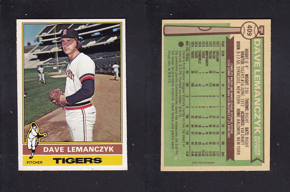 1976 O-PEE-CHEE BASEBALL CARD #409 D. LEMANCZYK photo