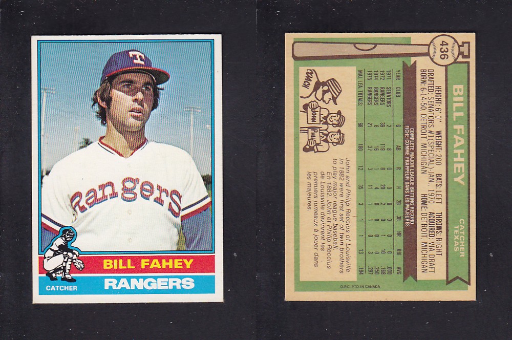 1976 O-PEE-CHEE BASEBALL CARD #436 B. FAHEY photo