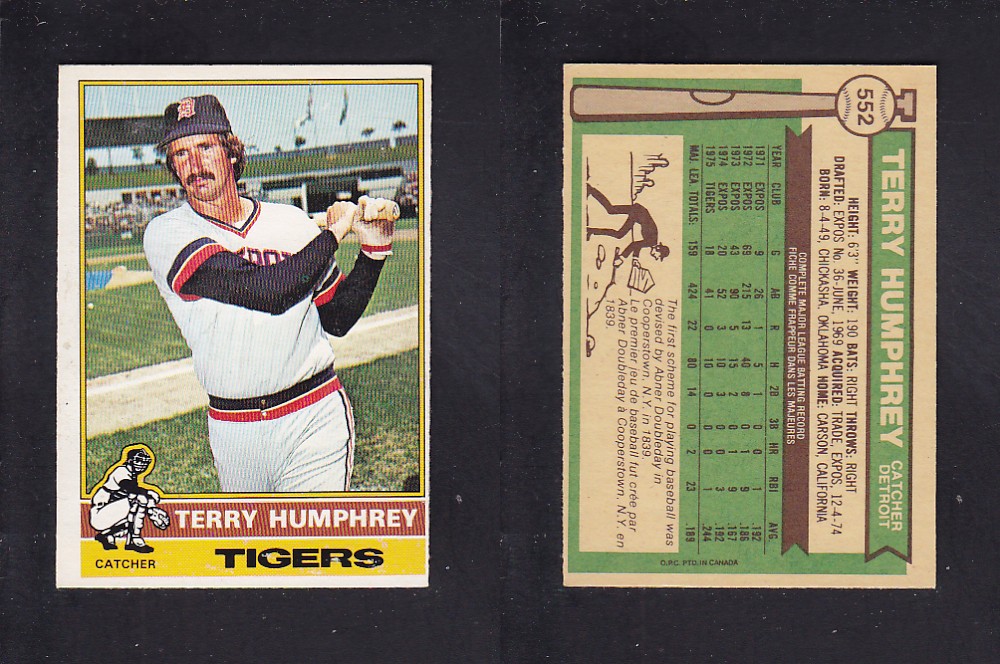 1976 O-PEE-CHEE BASEBALL CARD #552 T. HUMPHREY photo