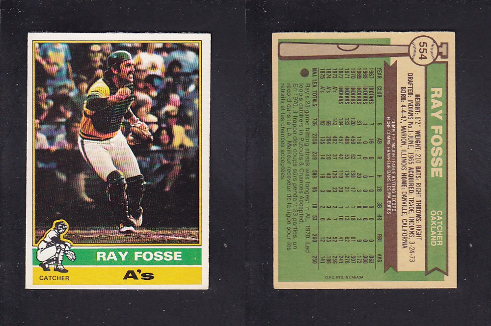 1976 O-PEE-CHEE BASEBALL CARD #554 R. FOSSE photo