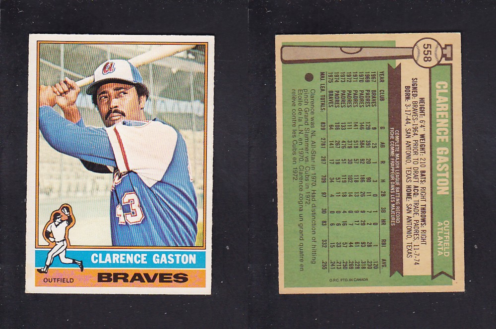 1976 O-PEE-CHEE BASEBALL CARD #558 C. GASTON photo