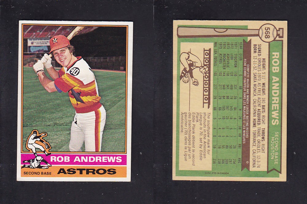 1976 O-PEE-CHEE BASEBALL CARD #568 R. ANDREWS photo