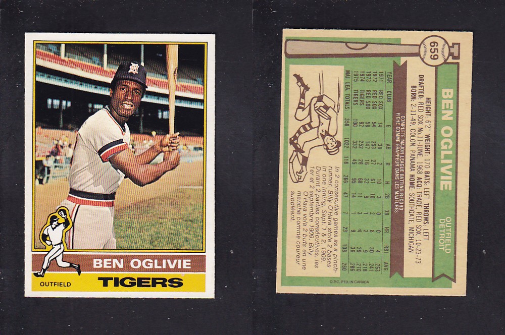 1976 O-PEE-CHEE BASEBALL CARD #659 B. OGLIVIE photo