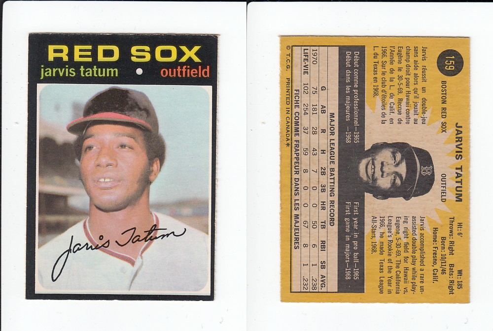 1971 O-PEE-CHEE BASEBALL CARD #159 J. TATUM photo
