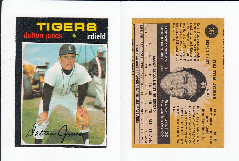 1971 O-PEE-CHEE BASEBALL CARD #367 D. JONES photo